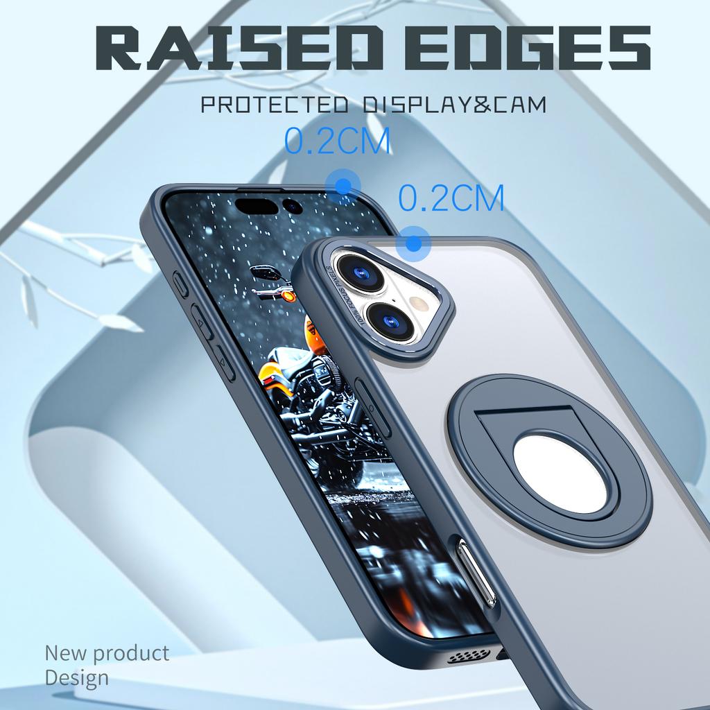 For iPhone 16 Case Compatible with MagSafe Rotating Kickstand TPU+PC Clear Back Phone Cover