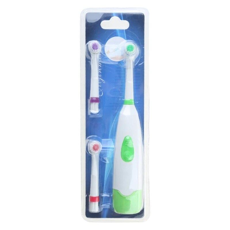 Waterproof Rotating Electric Toothbrush With 3 Brush For Head