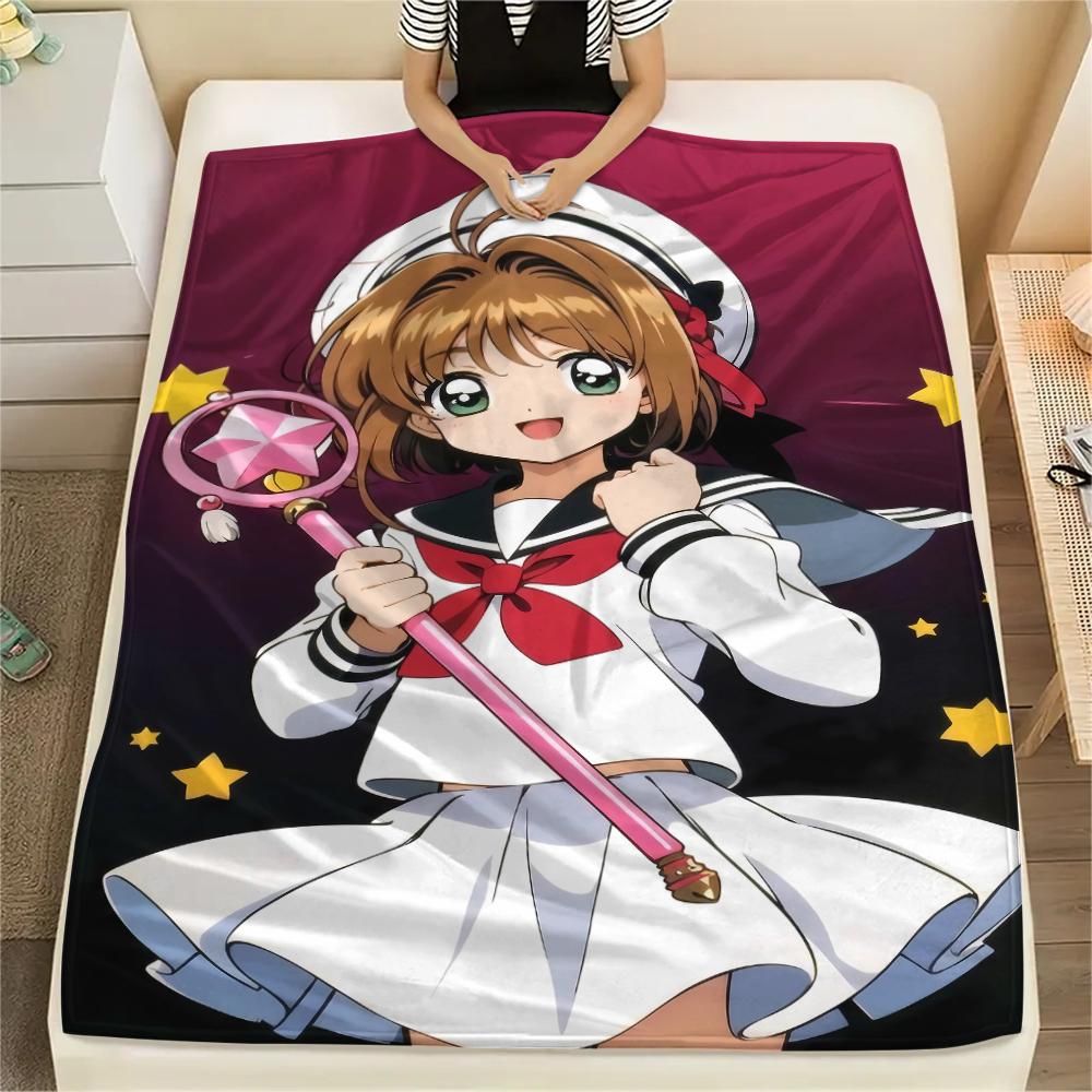 1PC Cardcaptor Sakura Print Flannel Blanket, High Quality All Seasons, Home Decor, Warmth and Comfort, Perfect for Christmas Gifts