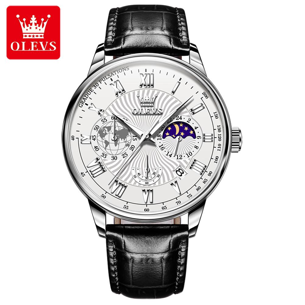 Olevs 2893 Oem Custom Hot Business Brand Moon Phase Luminous Waterproof Chronograph Watches Men Luxury Men s Quartz Watch quartz watch