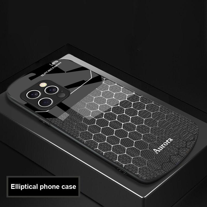 Hexagonal Grid Of Applesr For IPhone 16 Pro Max 15 Pro 14 13 12 Mini 11 XS Max XR 7 8 Plu SE 2022 Elliptical Glass Phone Case