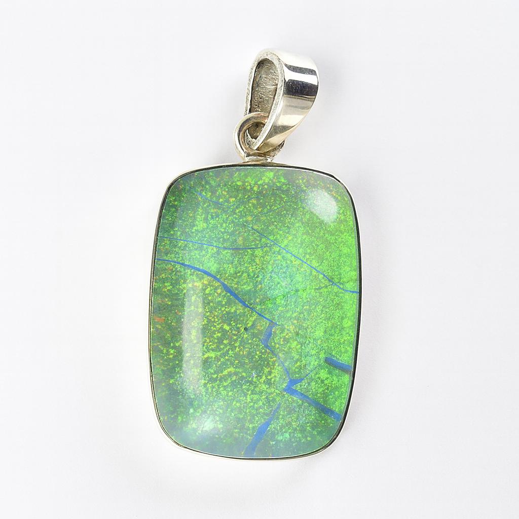 Natural Opal Pendant 31 ct Cushion 925 Sterling Silver October Birthstone for Gem Collections
