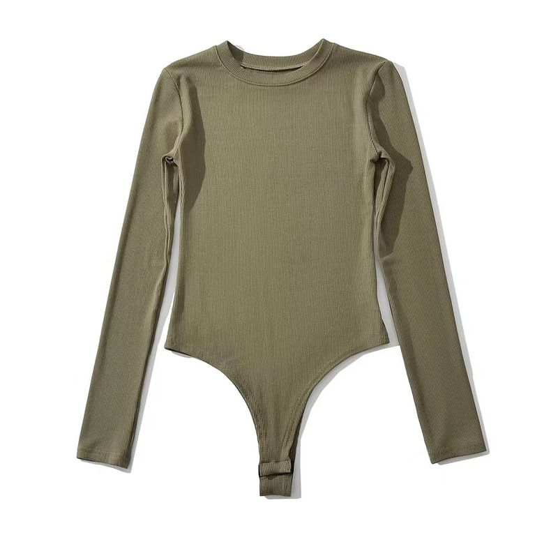 

Slim-Fit Long-Sleeved Threaded Minimalist Stretch Top T-shirt Army Green M