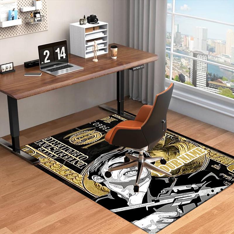 1PC Custom Name Money Power Rebellion Theme Floor Mat Ideal for Living Room, Game Rooms, Office, Bedroom Floor Mat Playful Design