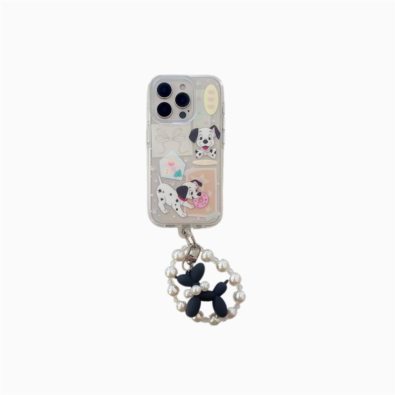 Frosted Spotted Dog for iPhone14promax Apple 16 Round Edge Phone Case 13 Creative 15 Chain Women