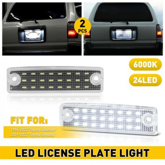 2 LED License Plate Light Assembly White For 96-22 Toyota 4Runner 01-22 Sequoia
