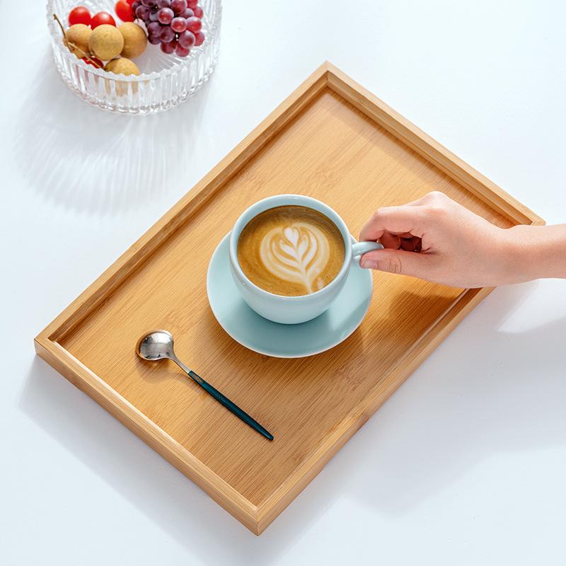 1Pcs Rectangular Serving Tray Tableware Food Tray For Kitchen Party Tea Bar Bamboo Wood Pallets Flat Plate Kitchen Utensils