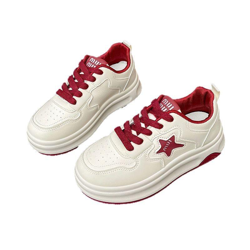 2025 spring and autumn popular star board shoes women's new student sports and leisure shoes ins versatile platform white shoes