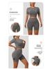 European & American High-Waist Fitness Yoga Shorts with Hollow Short Sleeve.