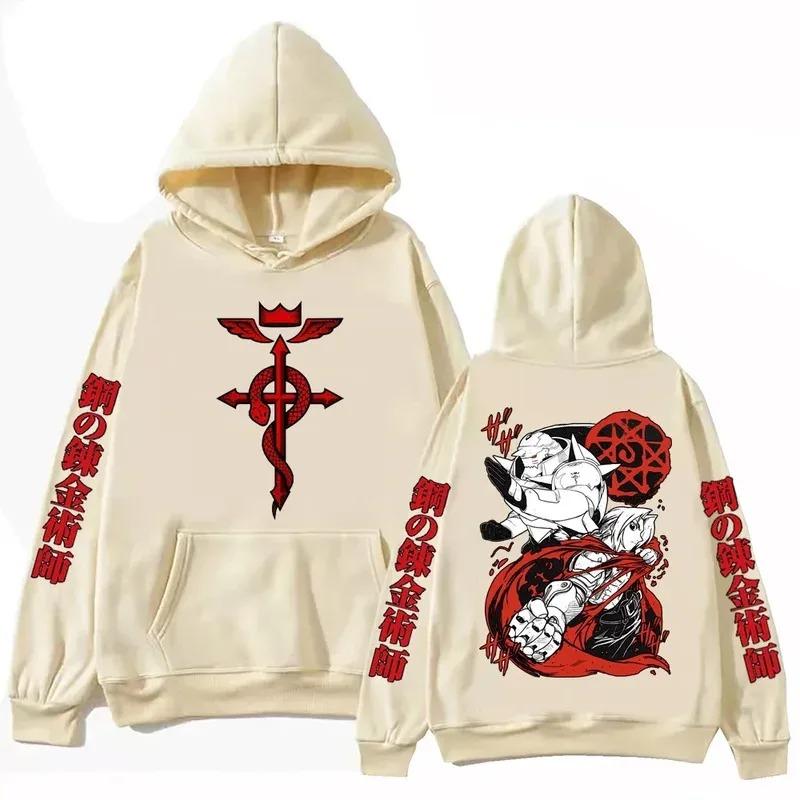 Anime sci-fi adventure Fullmetal Alchemist print autumn and winter fashion personality outdoor leisure loose street hoodie
