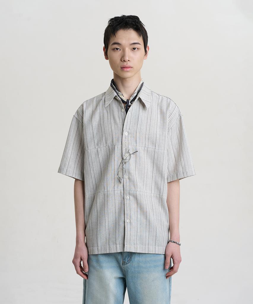 NOISE Fennel Linen Striped Shirt - Khaki Beige