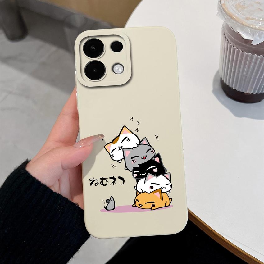 For Oppo K13 Realme 5 6 7 10 8 9 Pro Plus A5X A5 Phone Cases Candy Color Cute Cat Patterns Liquid Silicone Upgraded Shockproof Housing For Oppo Covers