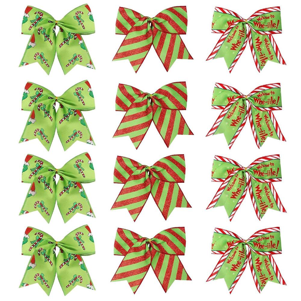 Christmas Bows for Wreaths, DIY Xmas Tree Decorations for Tree Gift Wrapping Garland Home Decor