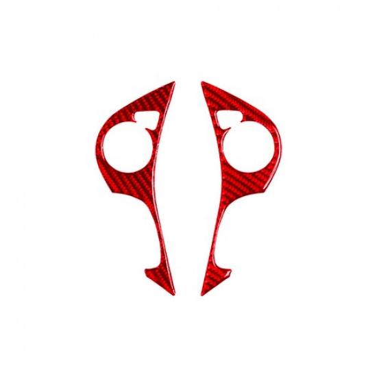 Red Carbon Fiber Steering Wheel Button Cover Trim For Honda Accord 13-17 Type A