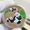 Colorful Three Panda Commemorative Badge, Metal Color Printing Panda Zoo Commemorative Coin, Cartoon Relief Tourism Commemorative
