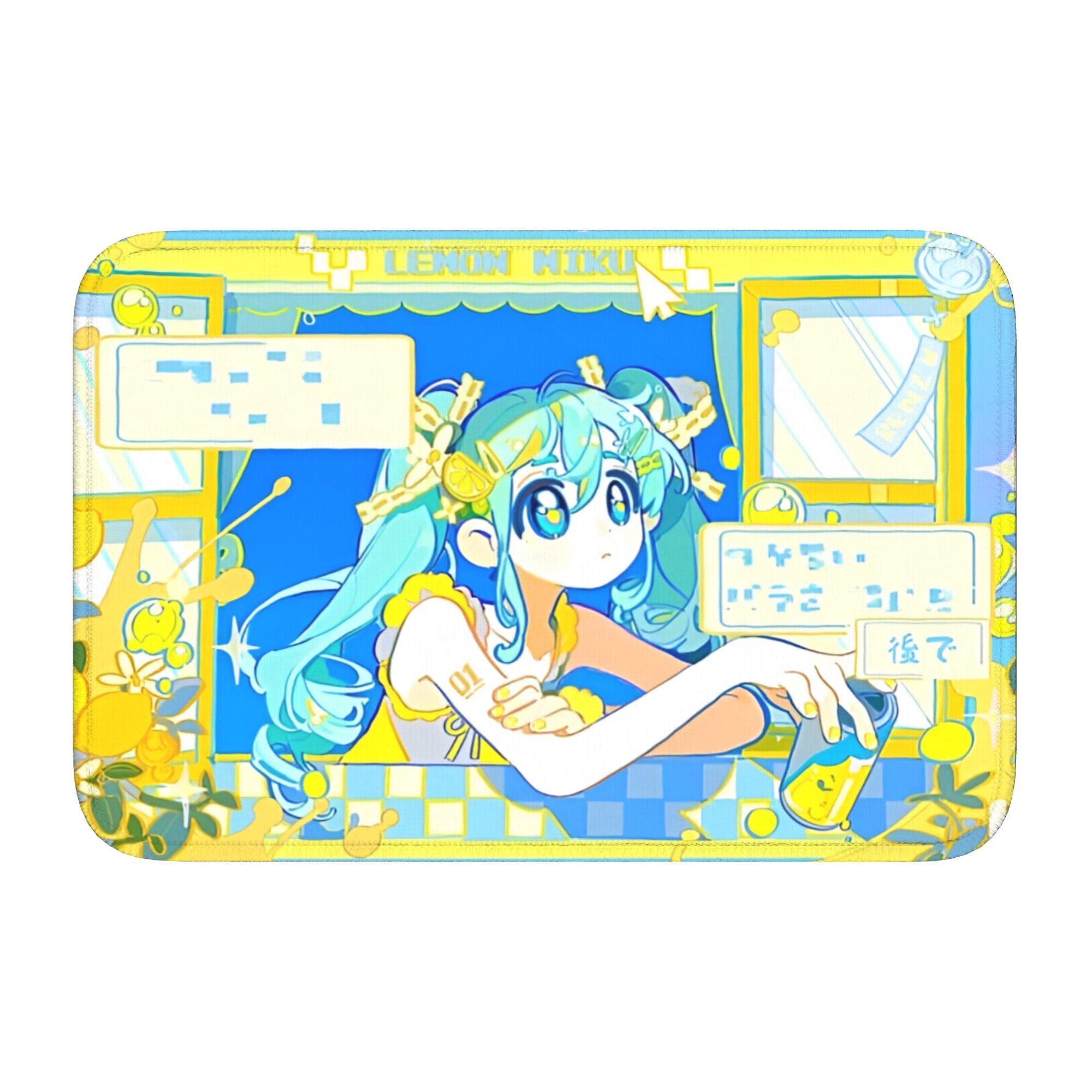 

Hatsuned Mikues Cartoon Front Door Floor Entrance Welcome Mat Indoor Kitchen Bath Doormat Toilet Living Room Carpet Rug Footpad 60cm x 90cm