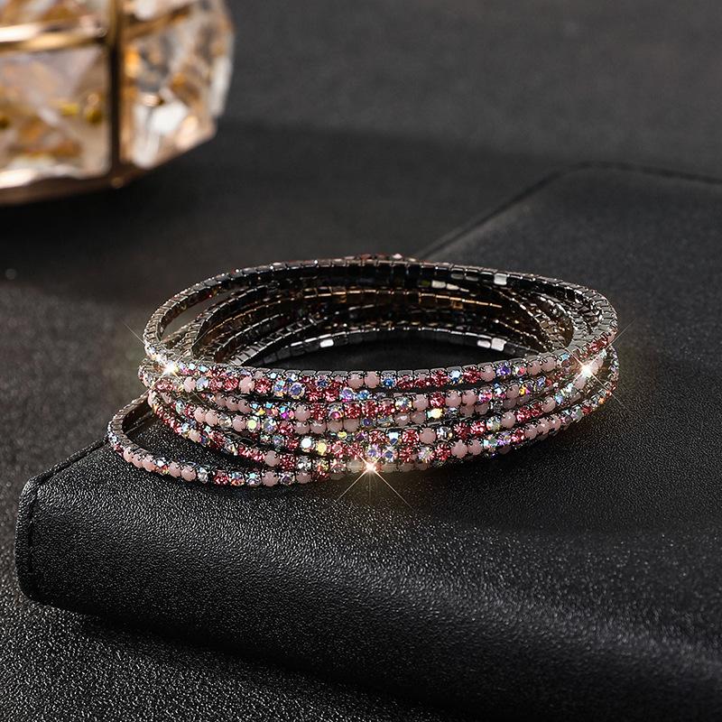 Diamond Elastic Bracelet Color Zircon Rhinestone Claw Chain Crystal Bracelet Gemstone Full Diamond Jewelry