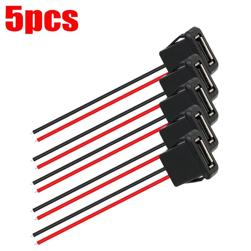 Panel Mount USB 2.0 Female Socket Wire Harness Solder Type USB 2.0 Charging Port Connector for Car Truck Security Camera