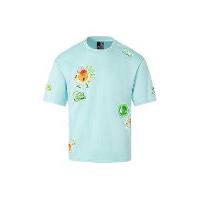 adidas Camiseta Informal de Manga Corta con Estampado de Dibujos Animados Unisex Tops Azul Aguamarina Claro JE0951