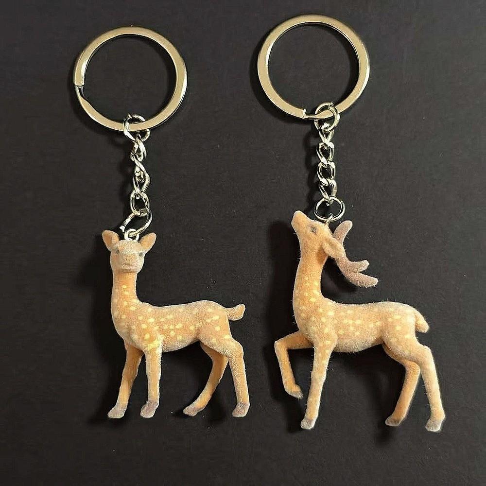 Sika Deer Style Christmas Elk Keychains 3D Design DIY Bead Case Deer Keychain Christmas Gift