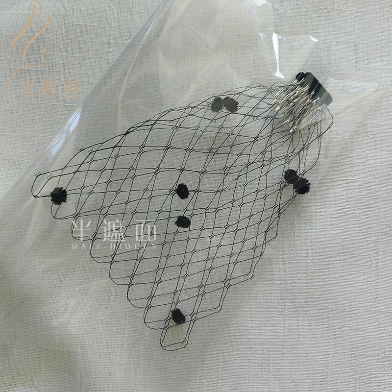 Minimalist Dot Tulle Veil with Comb: Large-Hole Face-Covering Headdress for Photography