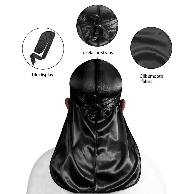 1pc Soft Satin Durag Lined Bonnet Unisex Hiphop Durag Hair Bonnet Household Shower Sleeping Cap Long Tail Hair Wrap Cover