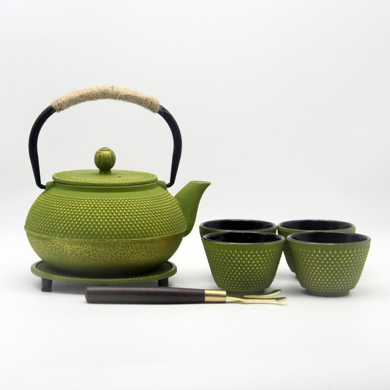 Chaxun 900ml Yellow-Green Cast Iron Teapot Set