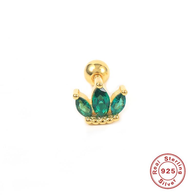 S925 Sterling Silver Small Crown Diamond Thread Piercing Single Stud Earrings Best Selling Trend Ear Bone Nails