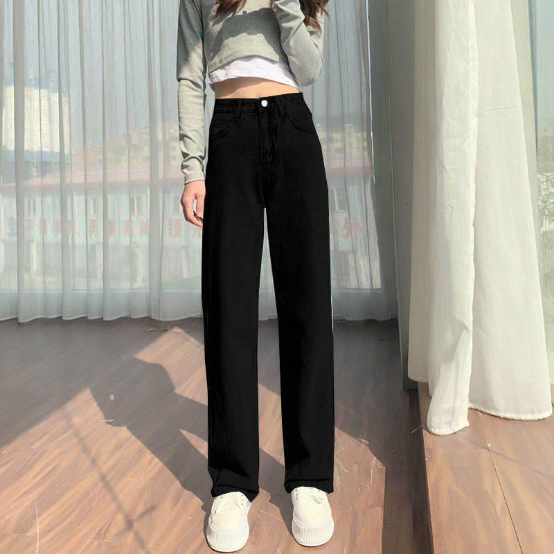 

Women s American Style Wide-Leg White Jeans - Wrinkled Texture, Slimming, Floor-Length, Versatile for Tall Figures M