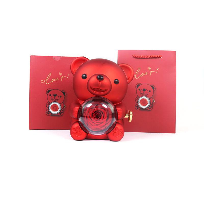 A Best-selling Valentine's Day Gift for Your Girlfriend. a Charming Teddy Bear in a Long-lasting Flower Box for Jewelry Storage.