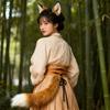 Multiuse Furry Plush Cats Tail Hair Clip and Bendable Tail Props Cosplay Costume Accessories For Women Teens Anime Event