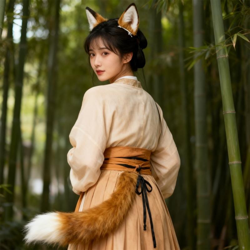 Multiuse Furry Plush Cats Tail Hair Clip and Bendable Tail Props Cosplay Costume Accessories For Women Teens Anime Event
