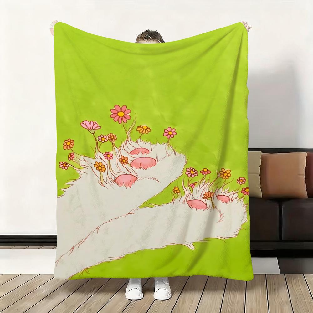 

Artistic Cat Sophisticated Throw Thick Flannel Blanket Lightweight Warm Cozy Skin-Friendly Throw for Sofa Bed Office Winter Use 75x90cm
