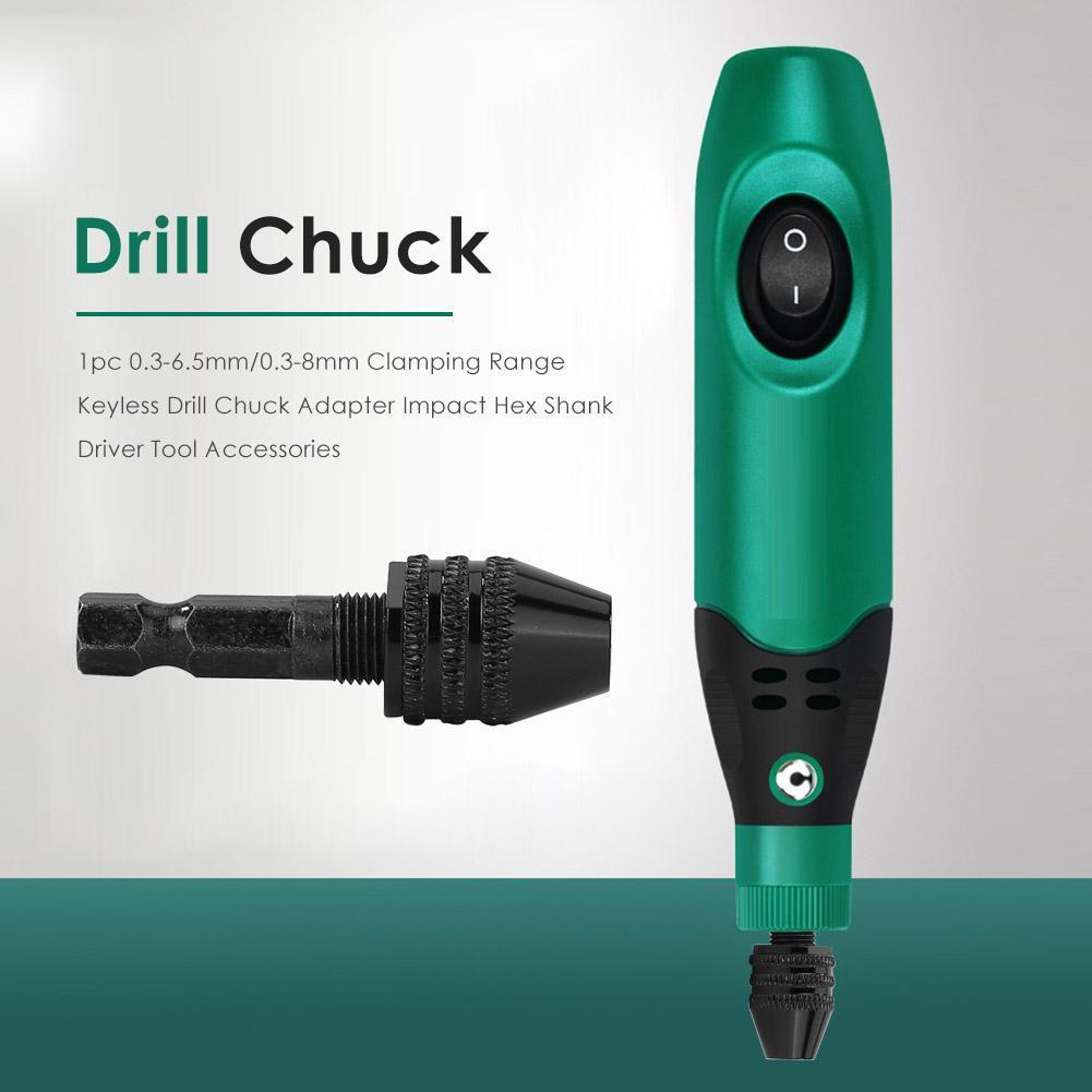 Keyless Drills Chuck Adapter Hot Selling Portable Safety Converter Impact Hex Shank 1pc 0.3-6.5/0.3-8mm Clamping Range