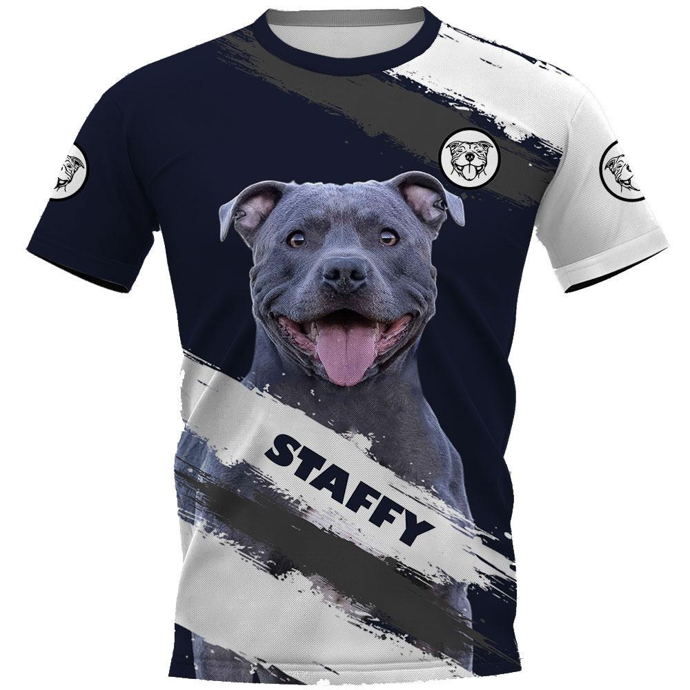 Sommer Rundhals 3D Hundeaufdruck Top Modische Lässige Kurzarm Herren T-Shirts