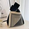 1Pc Portable Knitted Bag Women Handmade Knitted Small Handbag, Casual Wrist Bag, Student Reusable Shopper Mini Tote Bag