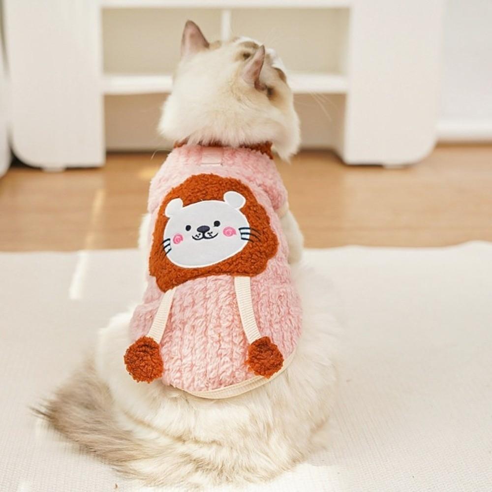 Thicken Dog Lion Pattern Costume Warm Dog Thermal Vest Cartoon Pet Sweater Autumn Winter