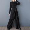 Black Plus Size Vintage Spring Autumn High Waist Wide Leg Skirt Pants Women Loose Casual Trousers