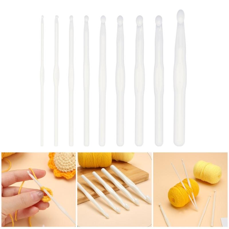 9Pieces White Acrylics Crochet Hook 3-10mm 12mm Ergonomic Handle Crochet Hook Needle for Beginner Experienced Hobbyist