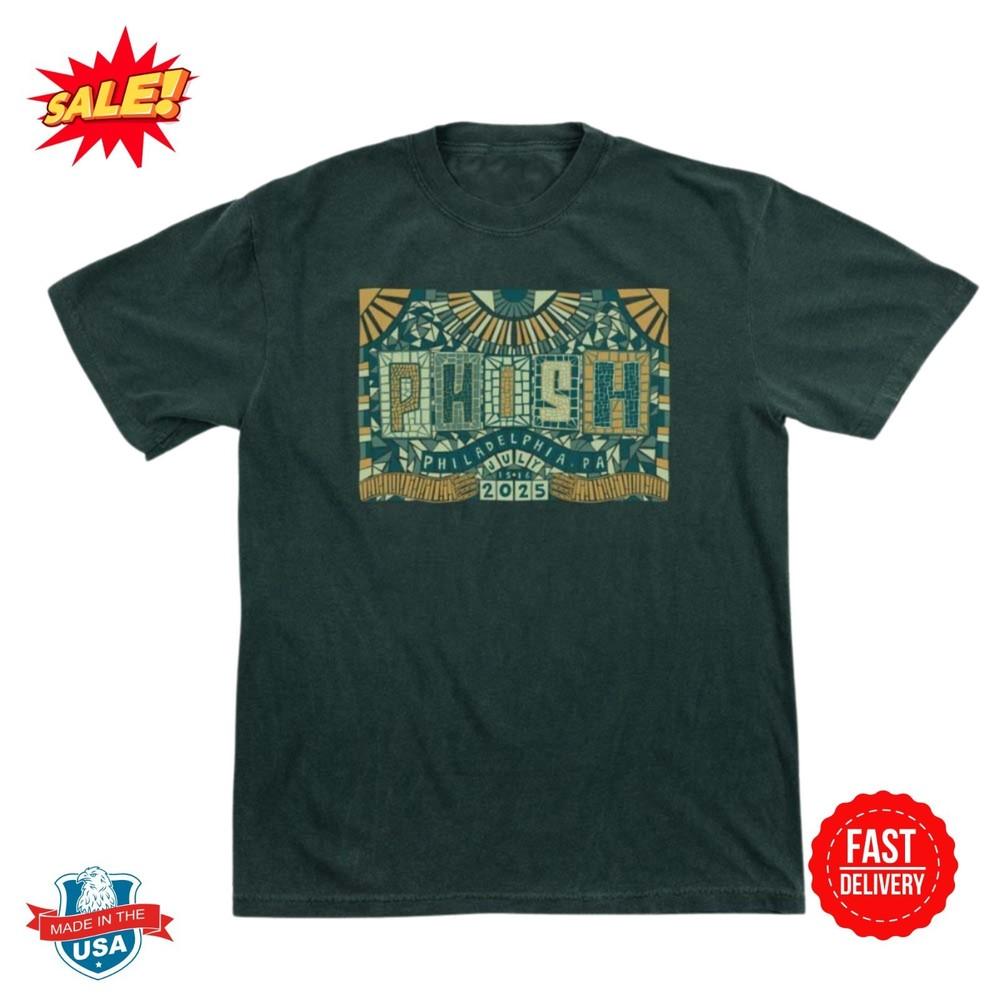 Phish Philadelphia Pennsylvania 2025 At The Mann On July 2025 Green T-Shirt