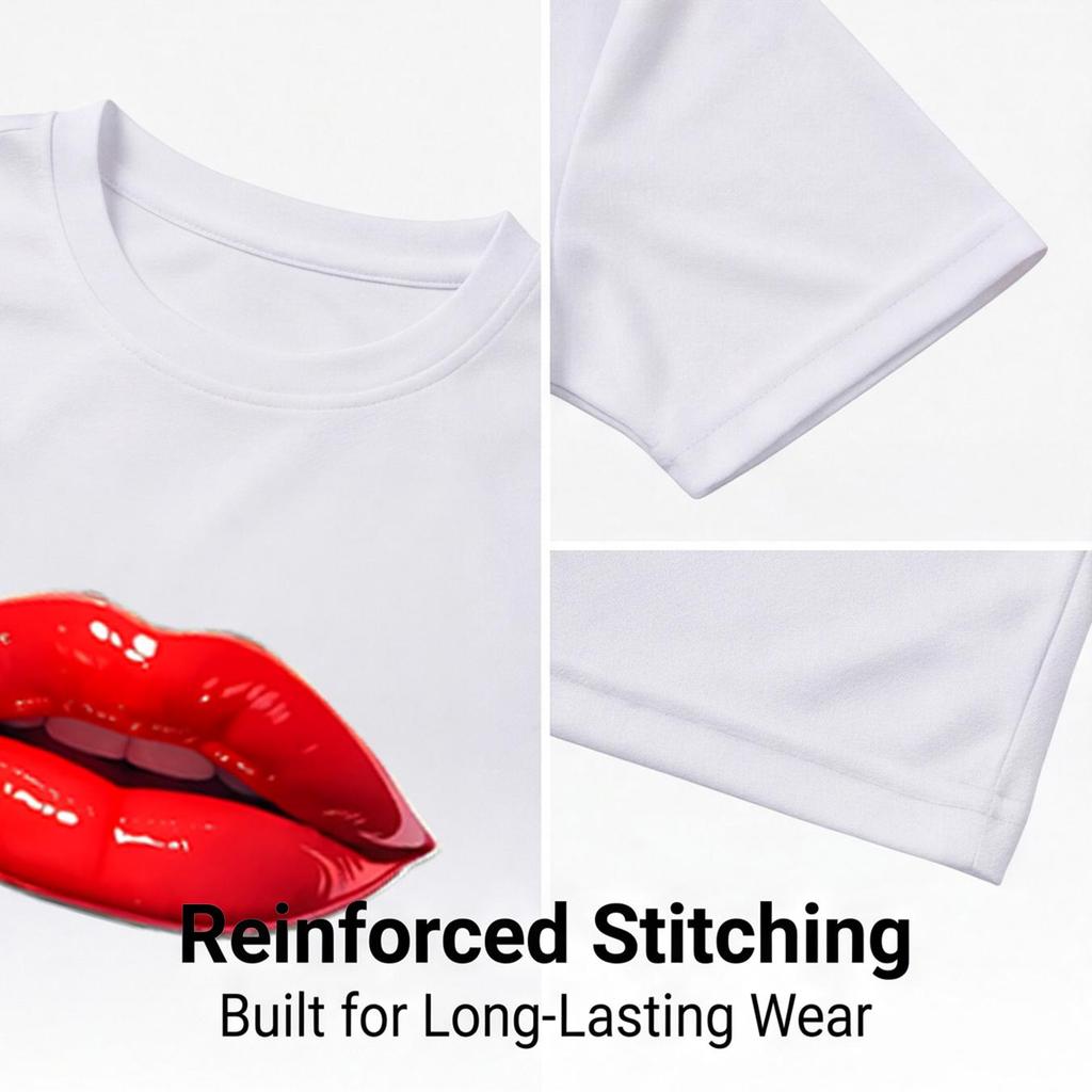 Glossy Red Lips 3D All Over Print Men's Crew Neck T-Shirt
