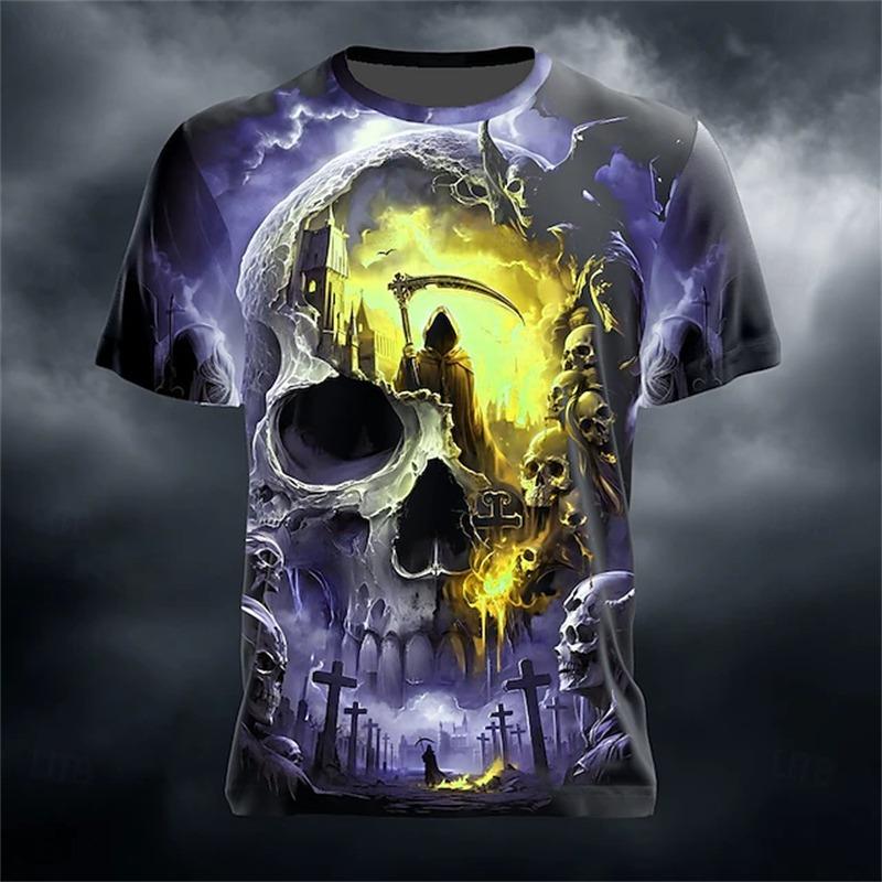 New Halloween Men's Crew Neck Short Sleeve T-Shirt Scary Werewolf