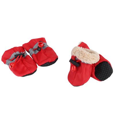 4Pcs/set No Slip Pet Dog Shoes Boots Dog Socks Soft Cotton Padded Red #3