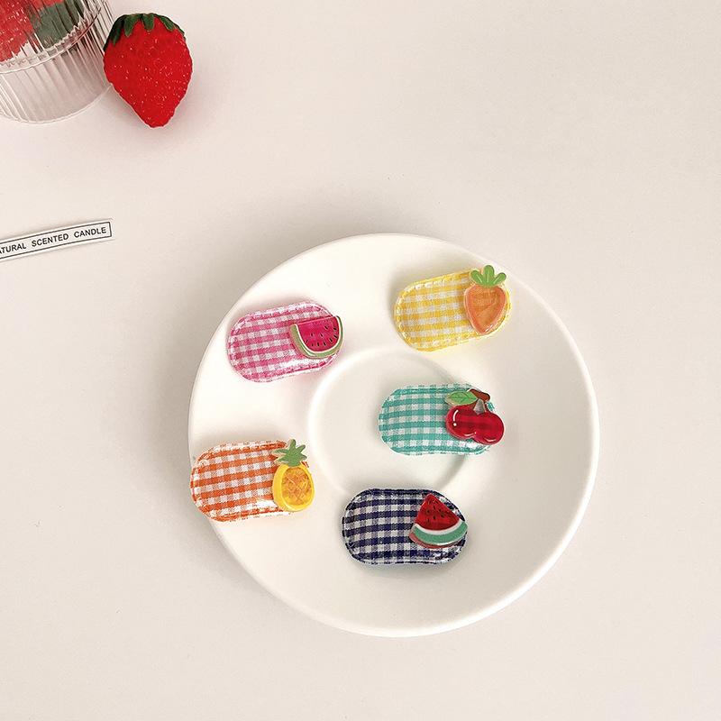 5pcs Korean Children Hairpin Girl Baby Cartoon Fruit  Bb Clip Headwear Girls Kids Hair Accessories