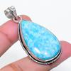 Natural Larimar Gemstone Handmade 925 Sterling Silver Jewelry Pendant 1.97" AP-15075