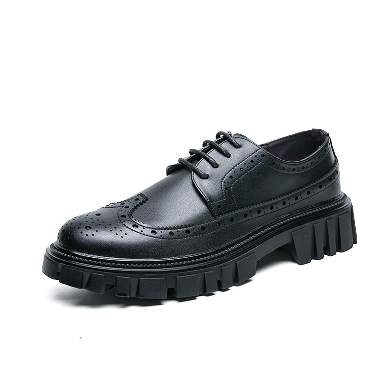 Fashion British Style Fashion Casual Shoes Men's Genuine Leather Shoes Office Men's Business Dress Shoes Brogue Shoes Thick Sole