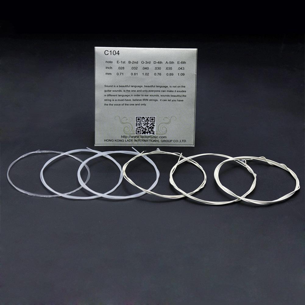 C104 Guitar Strings Acoustic Folk Guitar Brilliant Sound Quality Silver-plated Copper Alloy Wound Nylon Core Strings
