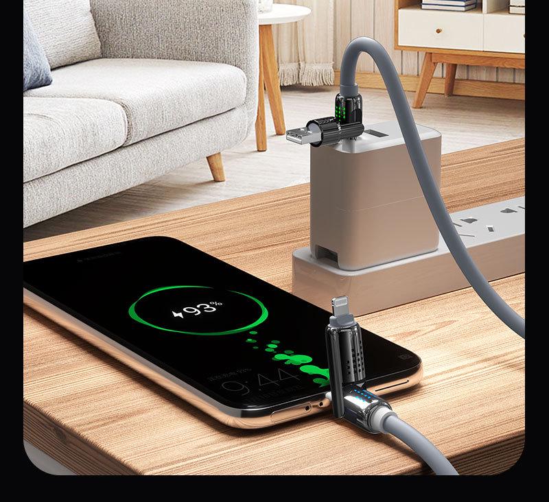 240W Fast Charge 2-in-2 Seven-Color LED Charging Cable for Apple & Android