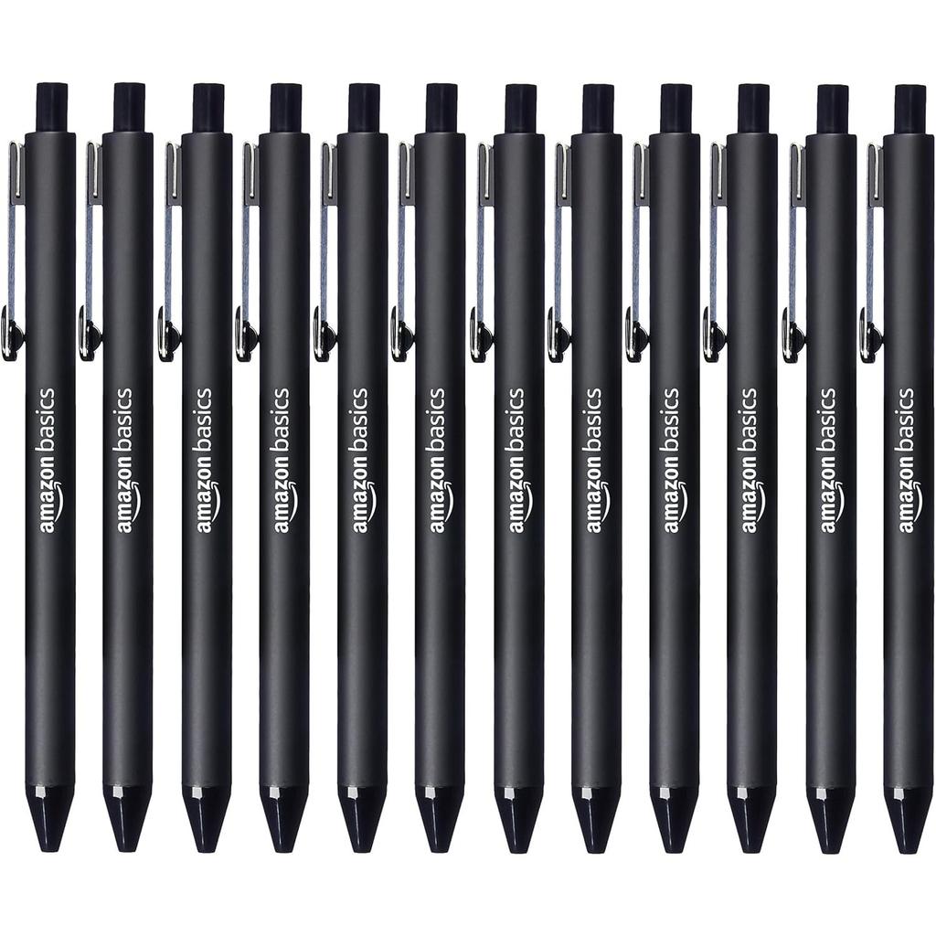 Amazon Basics Ballpoint Black Pens, 1.2mm, 12-Pack,