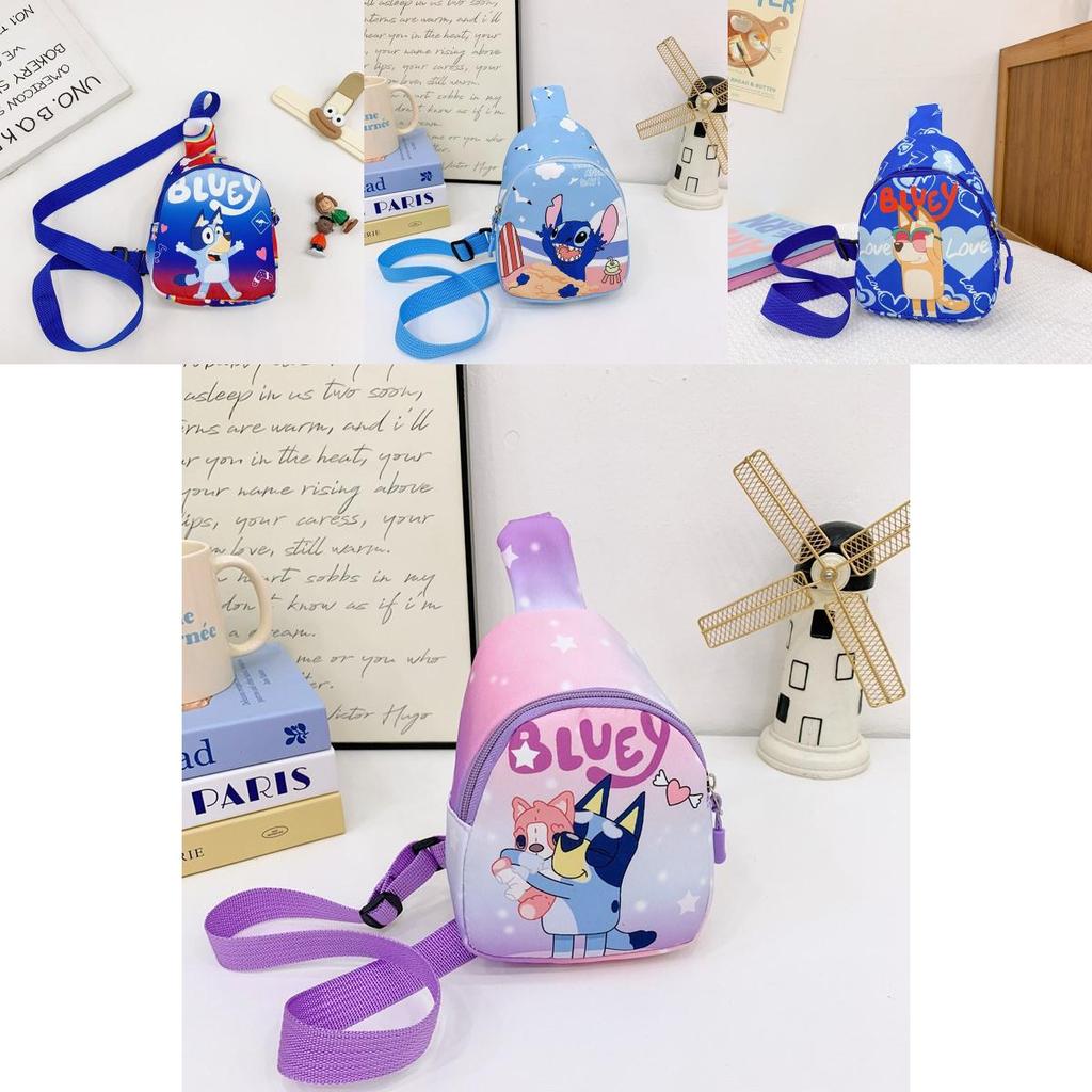 Bluey Stitch Cartoon Kids Mini Shoulder Bag With Breathable Nylon For Daily Use